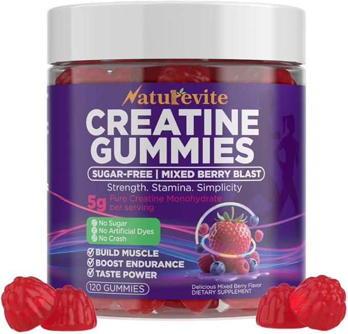 Sugar Free Creatine Gummies 5000mg — 22% More Strength 7X Energy 3X Absorption &amp Muscle Recovery Cognitive Health — 99.9% Pure Vegan Creatine Monohydrate Gummies for Men and Women (30-Day Suppl