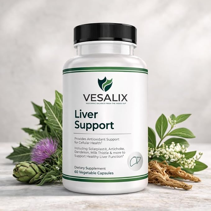 Liver Support – Milk Thistle Artichoke &amp Dandelion with Digestive Enzymes – for Adults 40+ Supports Digestion &amp Cellular Health – 60 Vegetarian Capsules