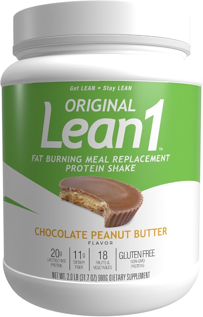 Lean1 Meal Replacement Protein Powder Chocolate Peanut Butter Flavor 15-Serving Tub.
