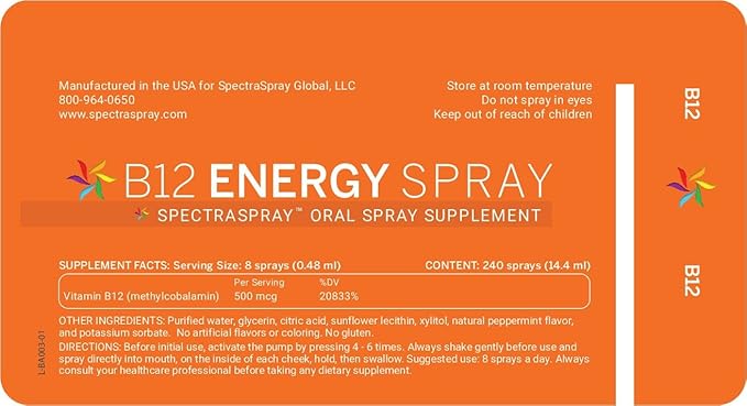 Spectraspray Travel Wellness Stay Well Kit - Immune Support &amp B12 Vitamin Oral Sprays Rapid Immunity Boost &amp Active Form of B12 for Recovery &amp Energy Vegan &amp Gluten Free 30 Day Suppl