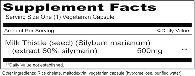 Priority One Vitamins Milk Thistle/Silymarin 80% 120 Vegetarian Capsules - High Potency clinically dosed Supporting Healthy Liver Function.*