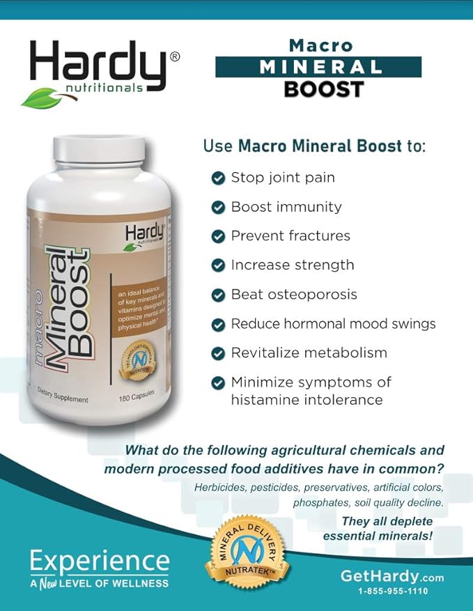 Macro Mineral Boost - High Intensity Calcium Supplement for Bone &amp Teeth Health with Vitamin C D K Calcium Phosphorus and Magnesium Ultra Absorbable