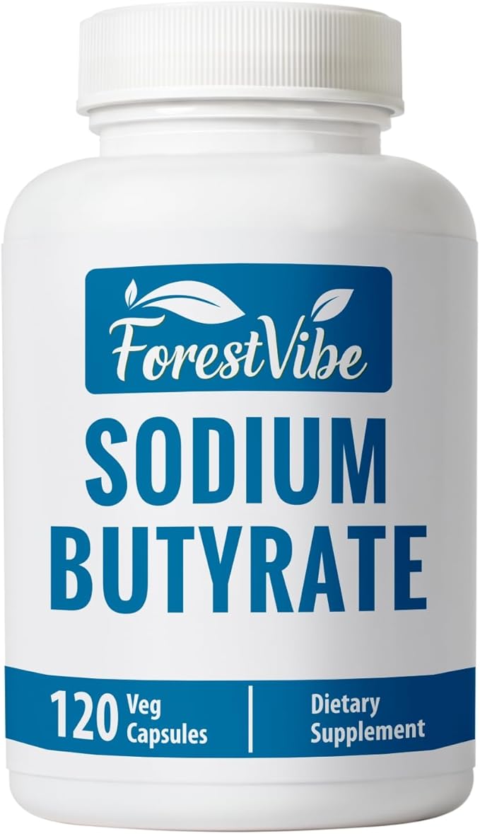 Sodium Butyrate Supplement 1200mg Yielding 960mg Butyric Acid 120 Vegan Capsules 2 Month Supply Non-GMO &amp Gluten Free Postbiotic Supplement