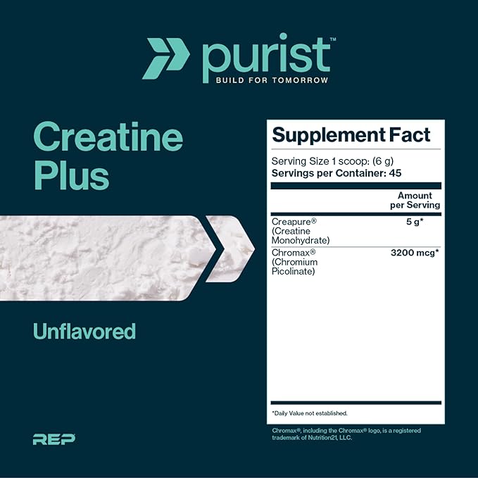 PURIST Protein Creapure Creatine Plus Monohydrate | Workout Powder Supplement | Women Men Muscle Strength Energy Recovery | Clean Nutrition | NSF Certified | Contains Sugar Free Stevia (Unflavored)