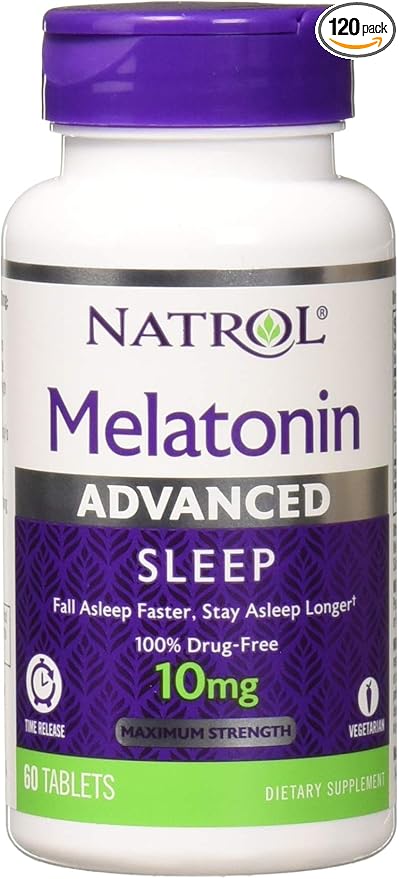 Natrol Advanced Sleep Melatonin Tablets Maximum Strength 10 mg 60 ea (Pack of 8)
