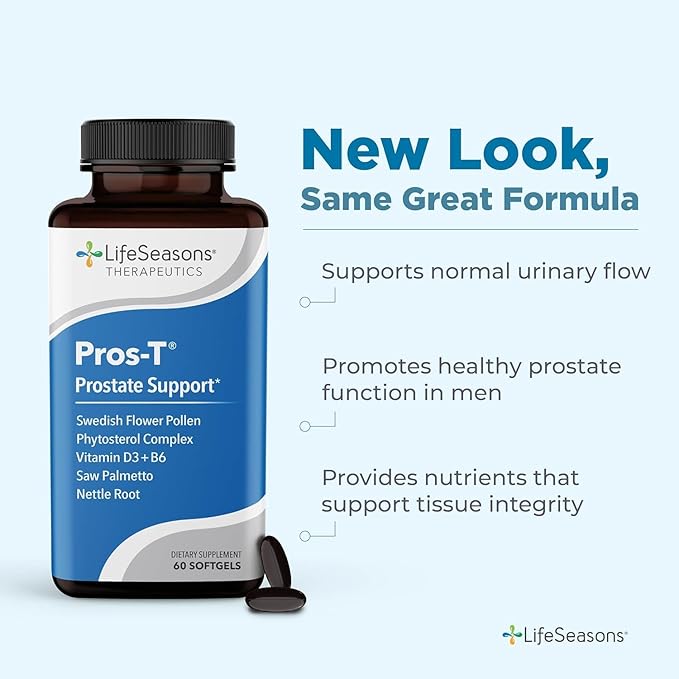 Pros-T - Prostate Support Supplement - Saw Palmetto Phytosterol Zinc Nettle Vitamin D-3 &amp B6 - Promote Healthy Prostate Function &amp Normal Urinary Flow - Improve Tissue - 60 Softgels (Pack