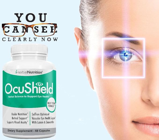 OcuShield Eye Health Vitamin Support for Healthy Eyes Night Vision with Saffron Lutein &amp Zeaxanthin Eye Nutrients to Protect &amp Stimulate Ocular Health One Bottle