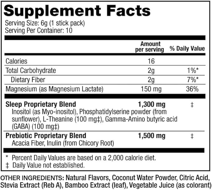 Sleep Supplement Melatonin-Free Magnesium Calm Powder GABA L-Theanine Myo-inositol Calm Sleep Drink Mix to Help Relax Sleep Powder Magnesium Powder for Sleep Super Calm Drink Mix 24pk