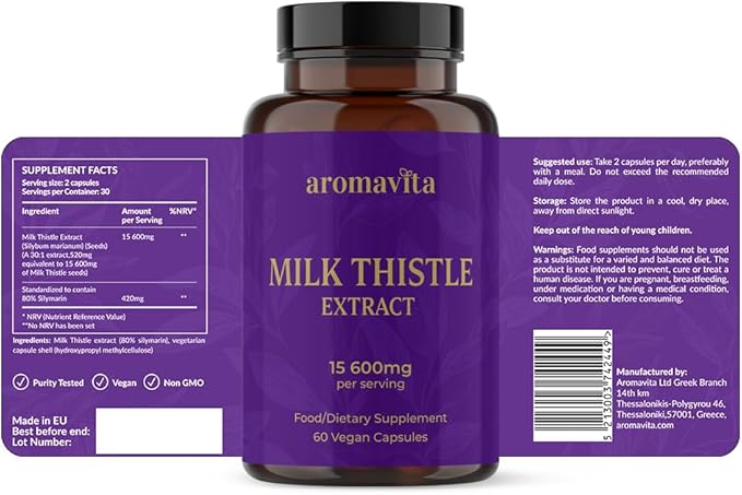 Milk Thistle Extract 15600mg/Serving – 80% Silymarin Standardized and Concentrated 30X Extract – Liver Supplement &amp Cleanse Support for Helping to Maintain Healthy Liver Function* – 60 Caps