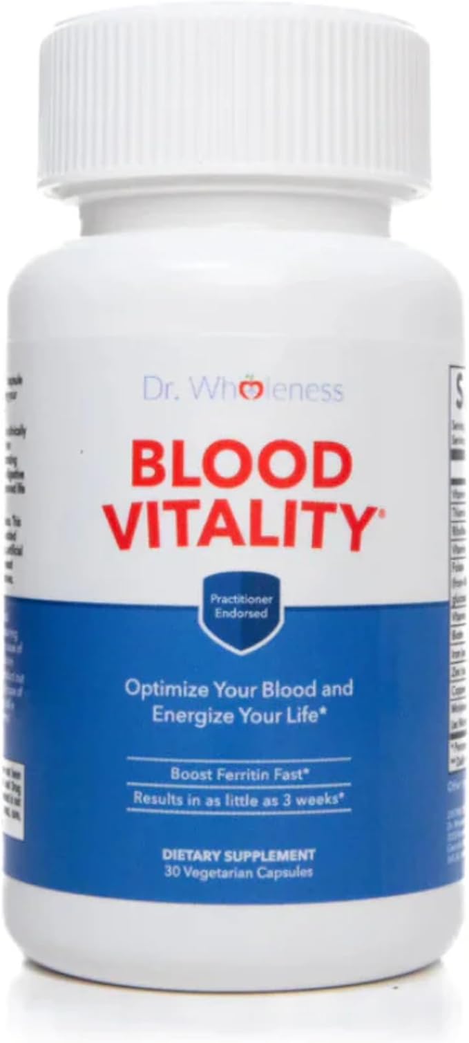 Dr. Wholeness Blood Vitality | Daily Iron/Multivitamin Supplement | Boost Ferritin and Energy Most Effective Iron Supplement High Potency Non-Constipating No Nausea and Bioavailable | 30 Capsules