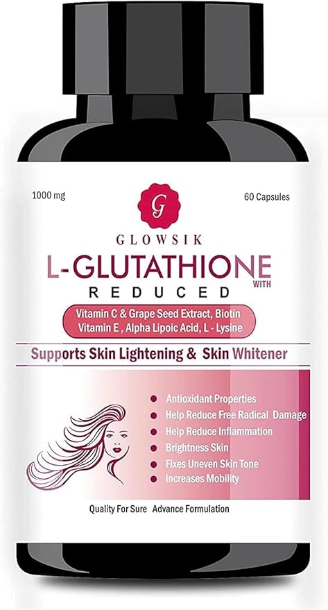 Organic Touch Boitec Natural &amp Pure L Glutathione Capsules with Alpha Lipoic Acid Grape Seeds Vitamin C and E with Power of Biotin-1000mg- 60 Capsules (60)