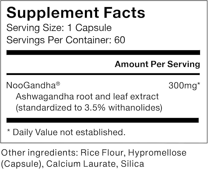 Momentous Ashwagandha Supplement - 300 mg NooGandha Ashwagandha Extract - Cognitive Performance Alertness &amp Focus Support - NSF Certified for Sport - Vegan - GMO- &amp Gluten-Free - 60 Servings