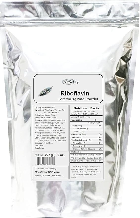 Vitamin B2 Riboflavin Pure Powder Energy (50 Grams (1.76 oz))