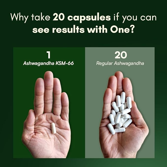 Rasayanam Ashwagandha KSM-66® | 5% Withanolides for Max Results |100% Pure Root Extract | Energy &amp Recovery Support | World’s Strongest Ashwagandha | 60 Capsules