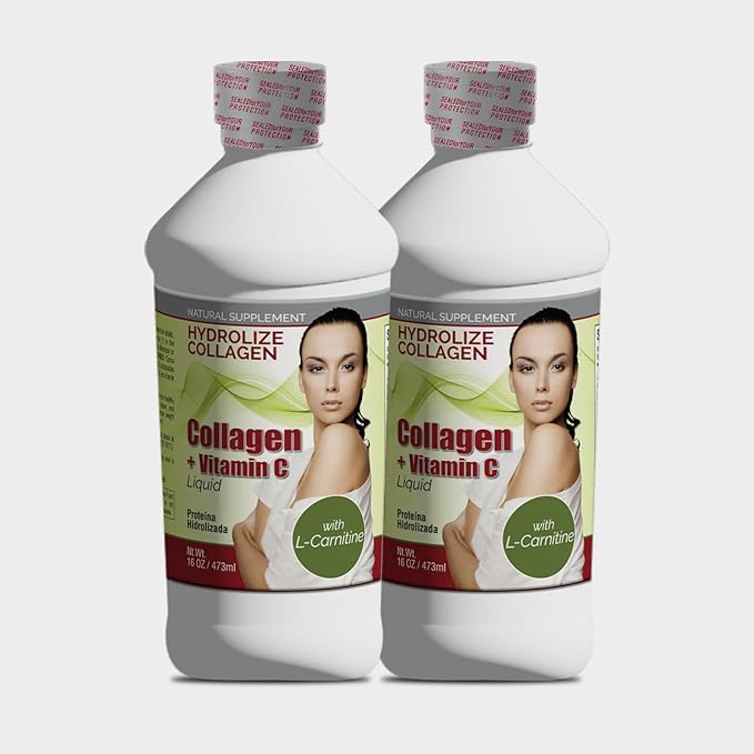 Collagen Hydrolyzed Liquid 16oz + Vitamin C Anti-Aging L-Carnitine Colageno Hydrolized Colageno (2)