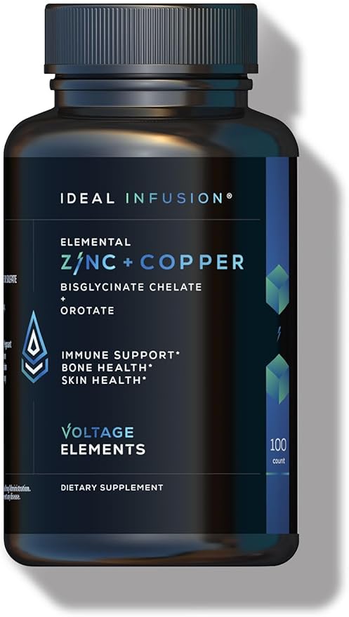 Zinc Bisglycinate + Orotate 245mg with Copper Chelate: Muscle &amp Skin Health Hormone Balance - Elemental Zinc 50mg (100 Servings) Vegan