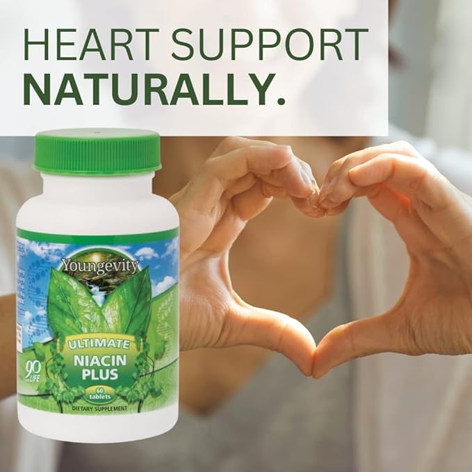 Youngevity Ultimate Niacin Plus™ - 500 mg with Proprietary Blend of Arjuna Bark Hawthorn Berry &amp Nattokinase - 60 Tablets (Pack of 1)