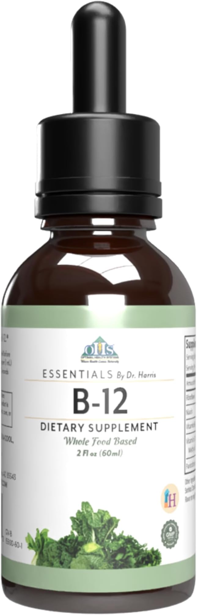 Optimal Health Systems Essential B-12 Drops | Whole Food B-12 for Energy Red Blood Cell &amp Cognitive Support | Potent Vegetarian Gluten Free Non-GMO – 60 mL