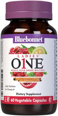 BlueBonnet Nutrition Ladies One Vegetable Capsule Whole Food Multiple K2 Organic Vegetable Energy Vitality Non-GMO Gluten Free Soy Free Milk Free Kosher 60 Vegetable Capsule 2 Month Supply