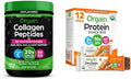 Orgain Hydrolyzed Collagen Powder + 50 Organic Superfoods 20g Grass Fed Collagen Unflavored Organic Vegan Protein Bars Peanut Butter - 10g Plant Based Protein Bundle
