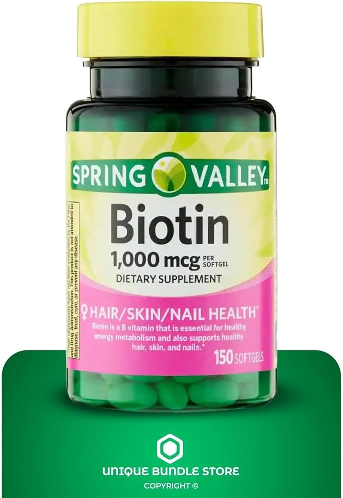 Unique Bundle Store Biotin 1000 mcg – 150 Softgels Biotin Supplement Gluten Free Daily Supports Healthy Hair Skin and Nails Vitamins for Women (Pack of 3)