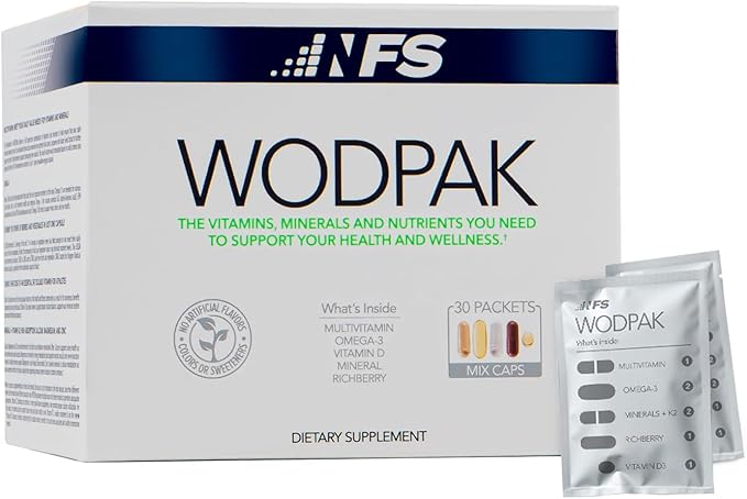 NF Sports WodPak Complete Daily Multivitamin Vitamin Pack for Men and Women Soft-Gel Berry-Flavored Multivitamins with Vitamin D Vitamin D3 Zinc Omega 3 30 Servings (Pack of 1)