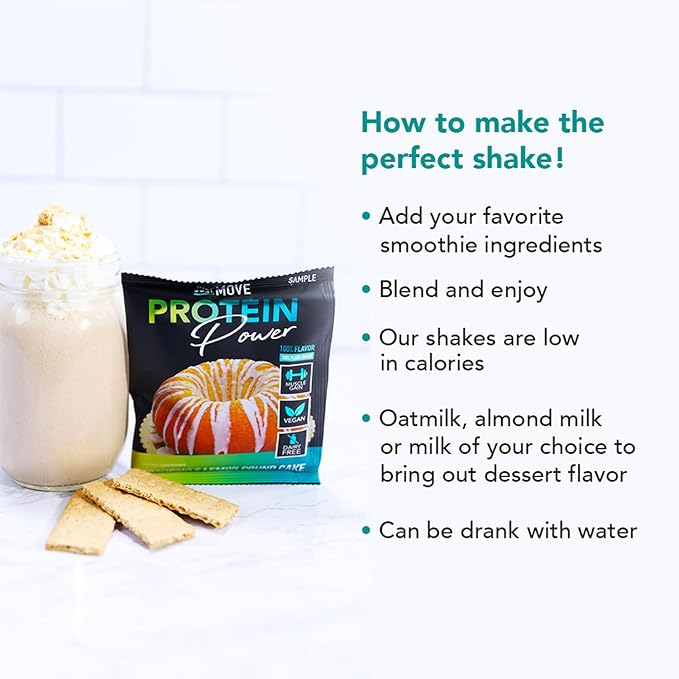 Just Move Protien - Grandma's Lemon Pound Cake - Vegan (Plant Based) Organic Dairy Free Soy Free Gluten Free Keto Peanut Free 20g Protein Low Carb Non GMO (17.2 Oz)
