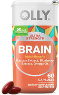 OLLY Ultra Strength Brain Softgels Nootropic Supports Healthy Brain Function Memory Focus and Concentration Omega-3s Vitamins B6 and B12 30 Day Supply - 60 Count