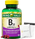 Spring Valley Vitamin B12 2500 mcg Quick-Dissolve Tablets Dietary Supplement Vitamin B12 Complex for Women and Men 120 Tablets (Pack of 1) Set with Basket Goods Store.