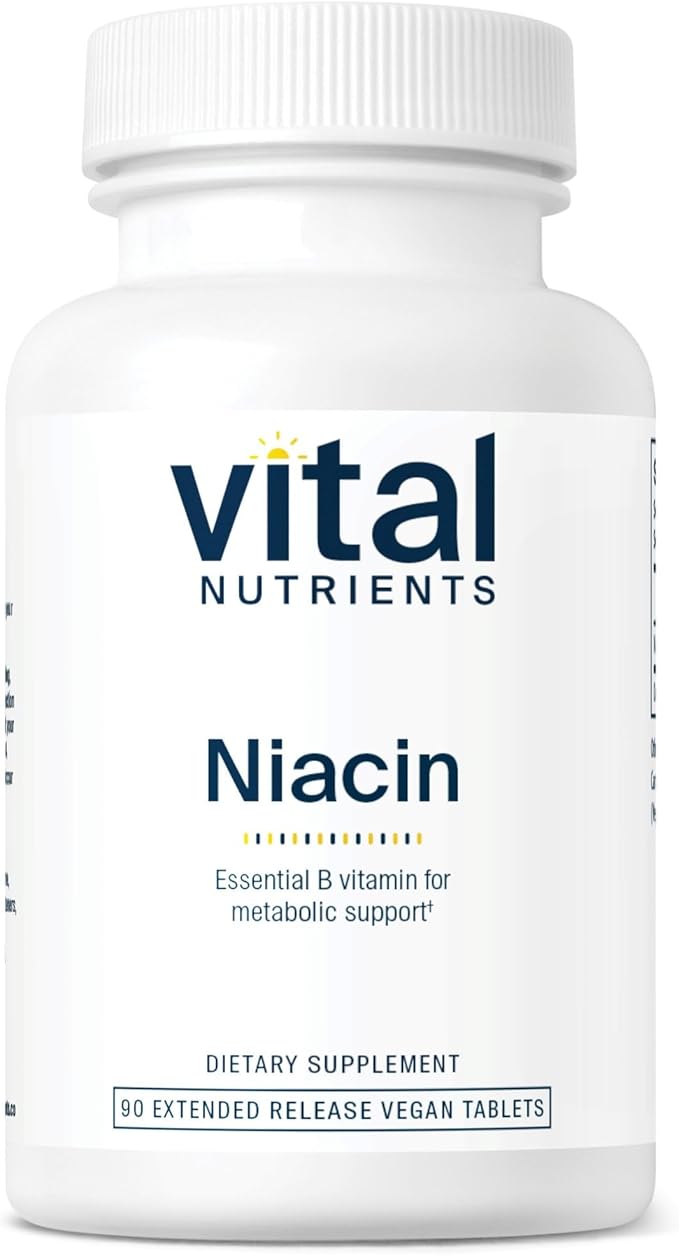Vital Nutrients Niacin 500mg - Timed-Release Niacin Supplement for Men &amp Women - Vitamin B3 Supports Heart Health and Protein &amp Fat Metabolism - Gluten Dairy Soy Free - Non-GMO - 90 Tablets