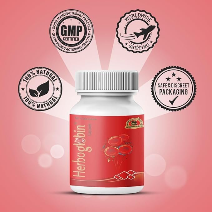 Herboglobin Capsule Herbal Remedy for Iron Deficiency Anemia 4 Packs of 50 Capsules
