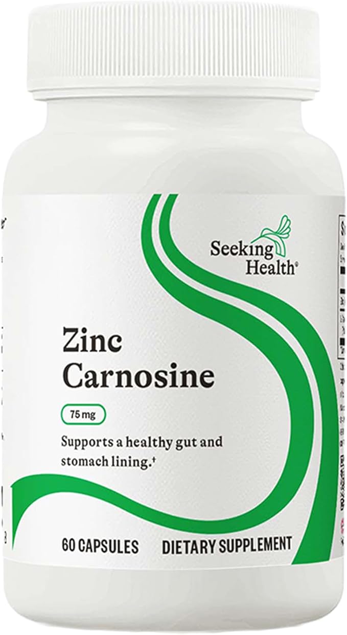 Seeking Health Zinc Carnosine - Digestive Health &amp Immune System Support Supplement - Zinc L-Carnosine Capsules for Antioxidant Support - 60 Capsules