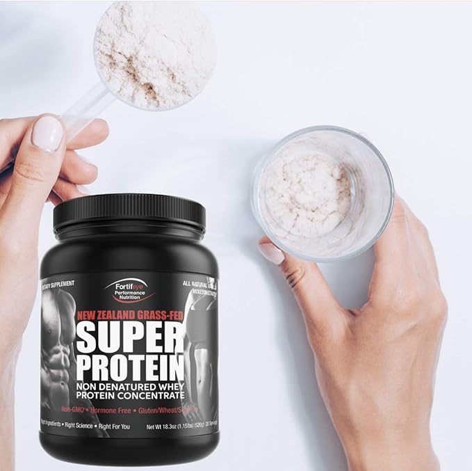 Fortifeye Super New Zealand Grass Fed Whey Protein Vanilla Flavor 40 Servings 2 Pack - Non-Denatured Organic Grass Fed Whey Protein Powder for Workout Sports Nutrition &amp Improve Immune System