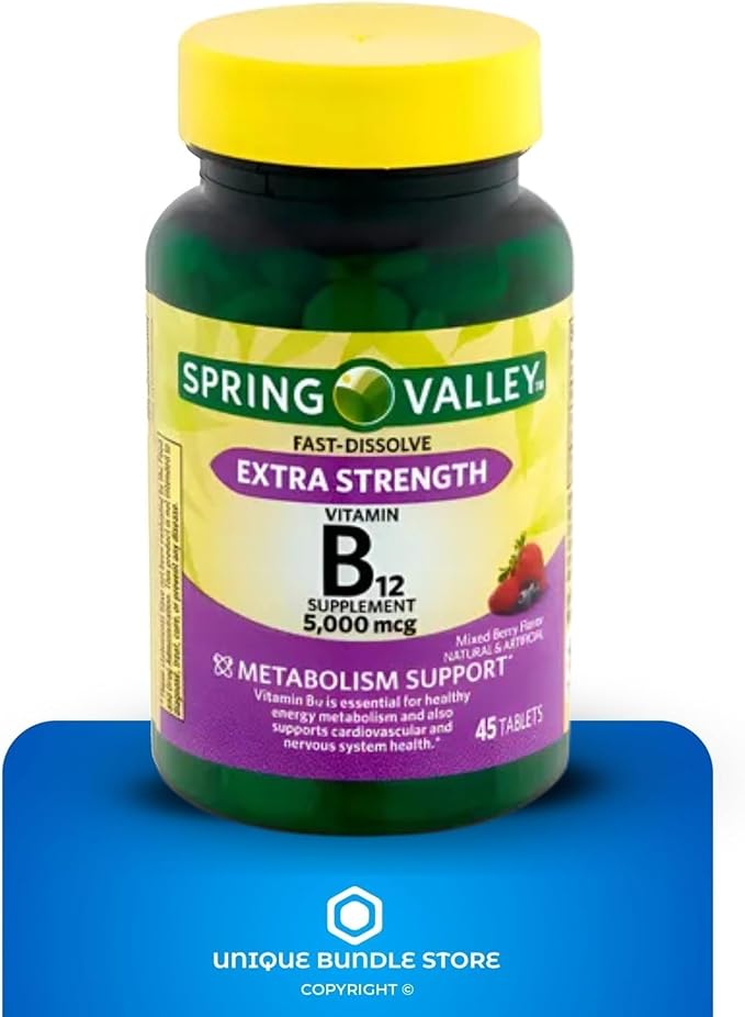 Unique Bundle Store Extra Strength Vitamin B12 5000 mcg – 45 Tablets Mixed Berry Flavor Fast Dissolve B12 Vitamins Daily B 12 Supplement for Metabolism Support (Pack of 3)