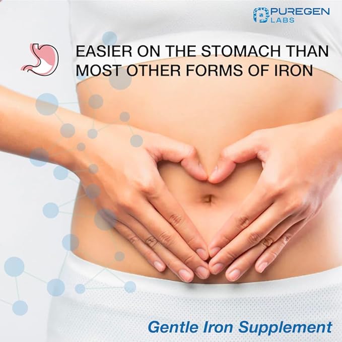 Puregen Labs Ferrous Gluconate 324 mg [High Potency] Iron Supplement Gentle on Stomach | 3 Pack - 300 Tablets Total
