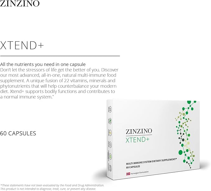 Xtend + - Multi Immune Supplement - Essential Vitamins Minerals &amp Vitamin C for Immune Support Energy &amp Focus - 60 Capsules