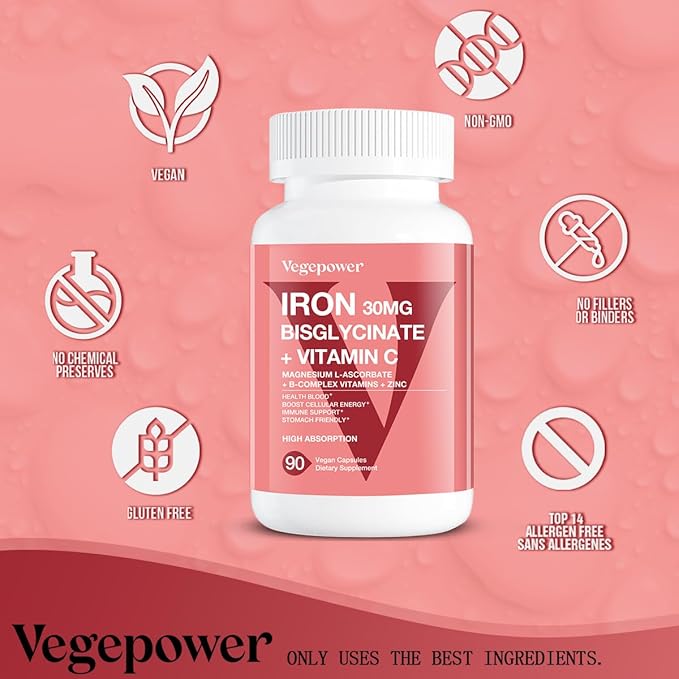 Bisglycinate Iron + Magnesium with Vitamins 180 Capsules