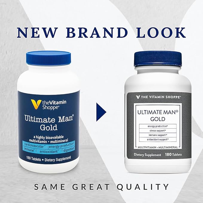 The Vitamin Shoppe Ultimate Man Multivitamin - High Potency Daily Multi with Energy Blend Complete Nutrition for Men (180 Tablets)