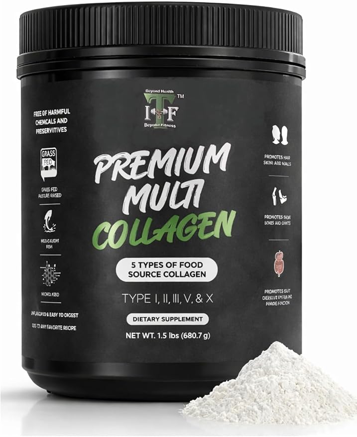 Multi Collagen Peptides Powder Unflavored - 5 Types Multi Collagen Complex (I II III V X) - Grass Fed Hydrolyzed Powder Collagen for Hair Skin Nails Joints &amp Gut Health - 30 Servings