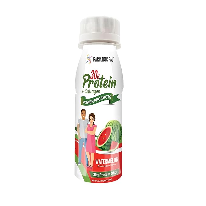 BariatricPal 30g Whey Protein &amp Collagen Sugar-Free Power Pro Shots - Watermelon (12 Bottles)