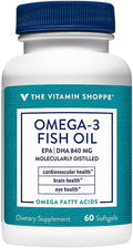 The Vitamin Shoppe Omega 3 Fish Oil 1100MG EPA DHA - Heart Health Brain Function &amp Joint Support Molecularly Distilled (60 Softgels)