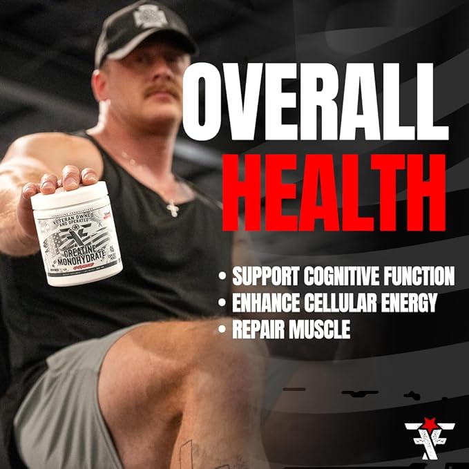 Creatine Monohydrate Promotes Lean Muscle Growth Unflavored Aids Muscle Recovery Post-Workout Supplement Veteren Owned and Operated (60 Servings Creatine Monohydrate)