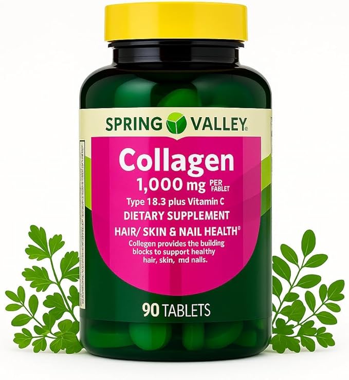 Collagen Type 1 &amp 3 Plus Vitamin C Tablets Hair Skin &amp Nails Support Supplement 1000 mg Collagen per Tablet Gluten Free 90 Count (Pack of 01)