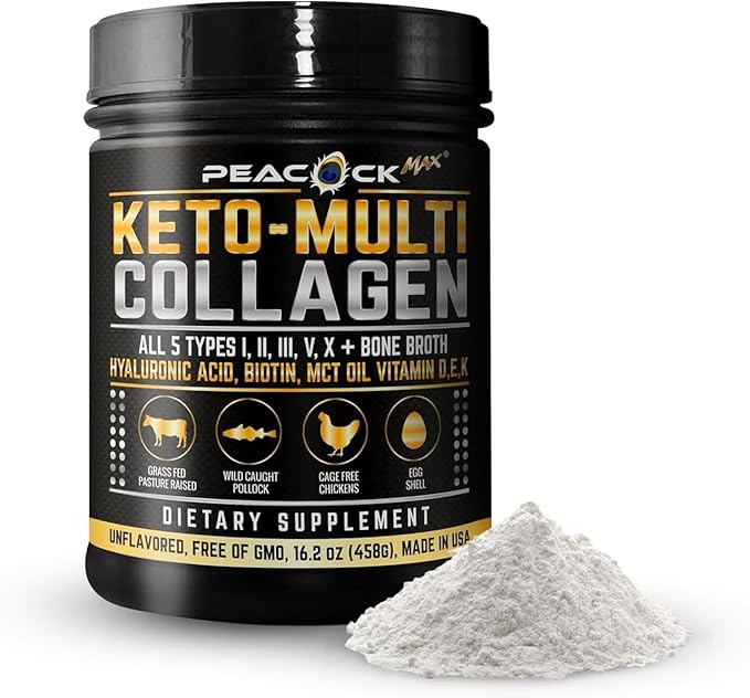 Creatine Monohydrate Powder (500g) and Keto Multi Collagen Peptides (16.2 oz) Bundle – Unflavored - Gluten Free Non GMO Lactose &amp Soy Free