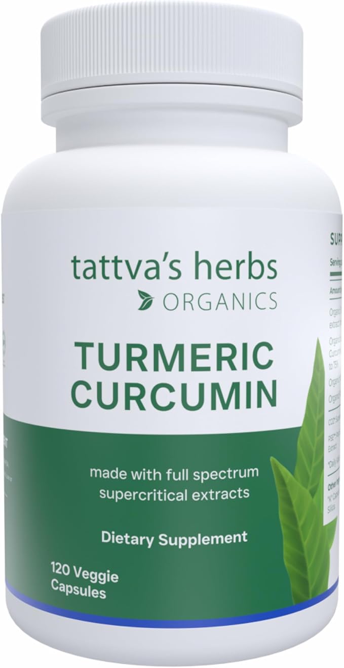 Tattva's Herbs Turmeric Curcumin 500 mg Herbal Supplement for Antioxidant Support Turmeric Curcumin with Black Pepper for Advanced Absorption 1 Pack 120 Veggie Capsules