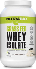 NutraBio Grass Fed Whey Isolate Protein Powder - 25G of Protein Per Scoop - Sugar Free Natural Lean Muscle Protein Supplement - Cookies &amp Cream - 2 Pounds 29 Servings