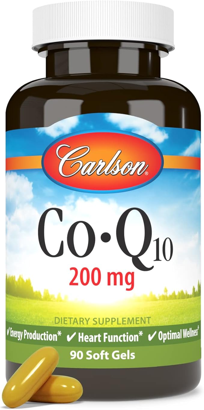 Carlson - Co-Q10 Co-Enzyme Q10 200 mg Energy Production &amp Heart Function 90 Softgels