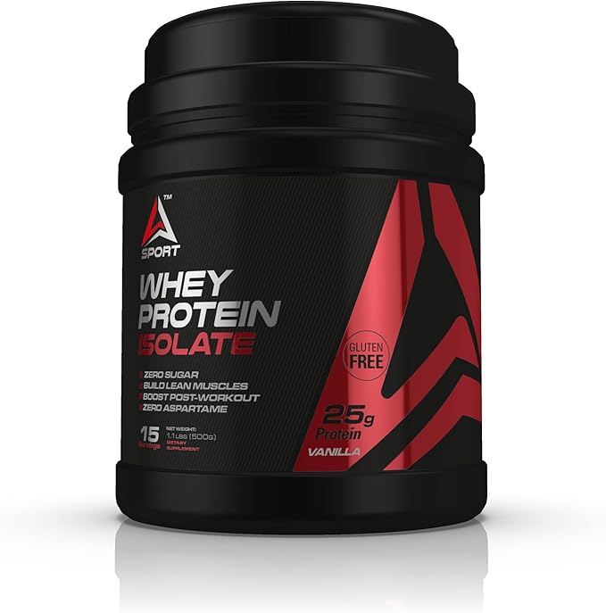Whey Protein Isolate Vanilla Flavor 25g Protein Zero Sugar Gluten Free 1.1 lbs