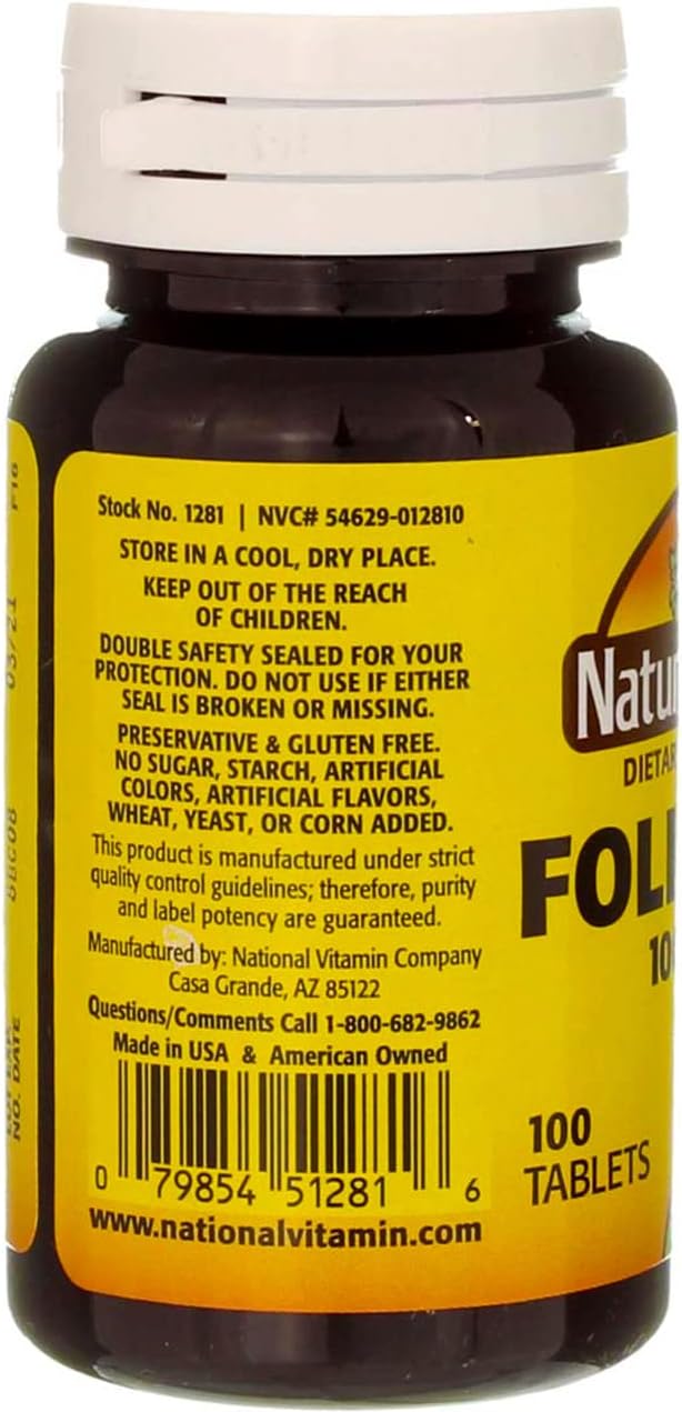 Nature`s Blend Folic Acid 1000mcg Tablets 100 Count (6 Pack)