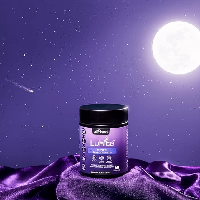 EdenBoost Lunite | Helps You to Fall Asleep Faster | Non-Habit Forming | Sustained Release Microactive Melatonin Magnolia Bark &amp Skullcap